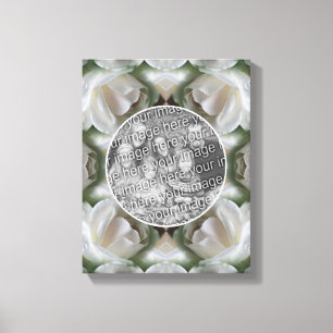 白いローズフレーム自分の写真を作成 キャンバスプリント