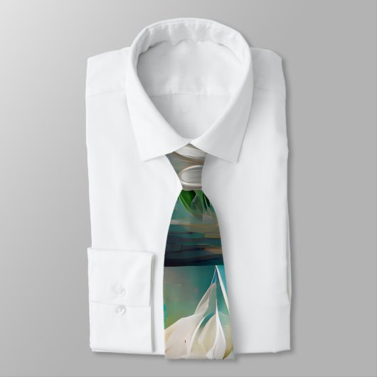 白いロータスネックタイ ネクタイ (タイ)