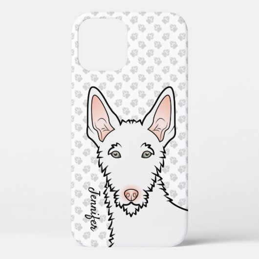 白いワイヤーヘアードイビサンハウンドの犬の頭と名前 Case-Mate iPhoneケース (裏面)