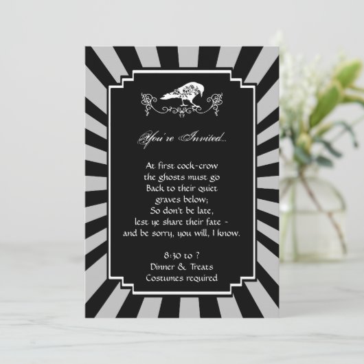 白いワタリガラスのハローウィンパーティの招待状 招待状 (スタンド正面)