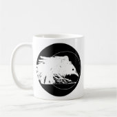 白いワタリガラスのマグ コーヒーマグカップ (左)