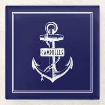 白いヴィンテージいかり、名前navy blueのフレーム