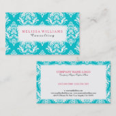 白いヴィンテージの背景のターコイズ 名刺 (正面/裏面)