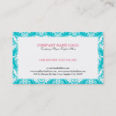 白いヴィンテージの背景のターコイズ 名刺 (裏面)