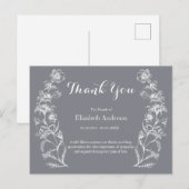 白いヴィンテージの花とグレーの背景のシンプルなお悔やみカード ポストカード (正面/裏面)