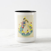 白いヴィンテージの雪および7人の小びとポスター ツートーンマグカップ (中央)