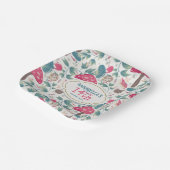 白いヴィンテージコテージコアのキノコの誕生日 ペーパープレート (傾斜あり)