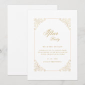 白いヴィンテージゴールドのカリグラフィー・スクリプト イフタール・パーティー 招待状 (正面/裏面)