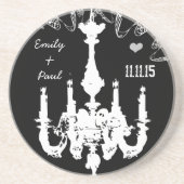 白いヴィンテージシャンデリア選択の背景色 コースター (正面)