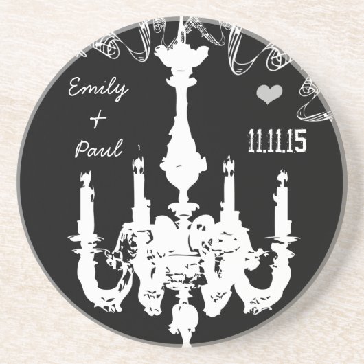 白いヴィンテージシャンデリア選択の背景色 コースター (正面)