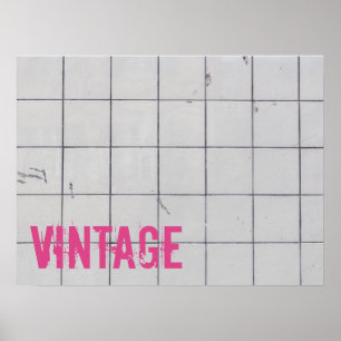 白いヴィンテージタイル80s 70s 60sレトロ使用外観 ポスター
