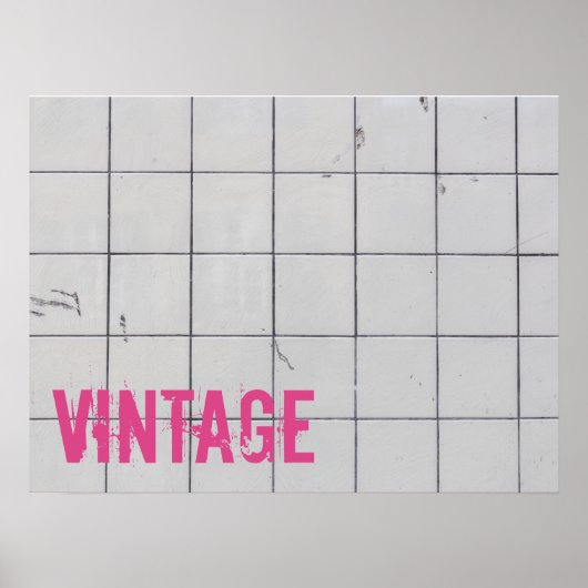 白いヴィンテージタイル80s 70s 60sレトロ使用外観 ポスター (正面)