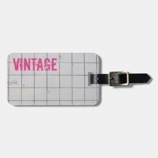 白いヴィンテージタイル80s 70s 60sレトロ使用外観 ラゲッジタグ (正面横)