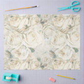 白いヴィンテージバラ 薄葉紙 (クラフト)