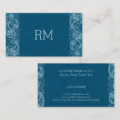 白いヴィンテージペイズリーの青 – 緑 名刺 (正面/裏面)