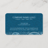 白いヴィンテージペイズリー青 – 緑の背景 名刺 (裏面)