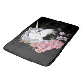 白い一角獣と花 バスマット (アングル)