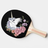 白い一角獣と花 卓球ラケット (横)
