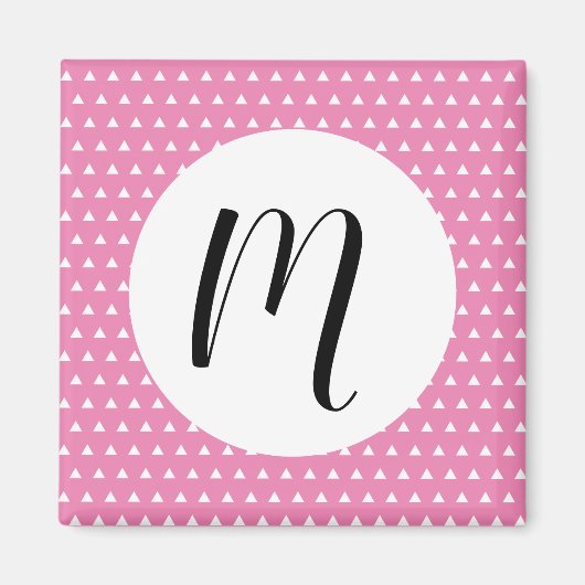 白い三角形のパターン マグネット (正面)