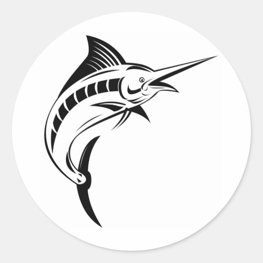 白い上で孤立した青いマーリン ラウンドシール (正面)