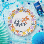 白い上にカラフルなヒトデを持つ小さな星 ペーパープレート (パーティー)