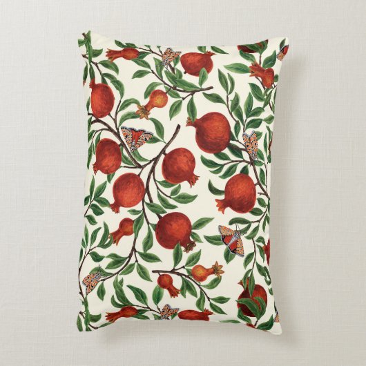 白い上にザクロとベラモス アクセントクッション (裏面(縦))