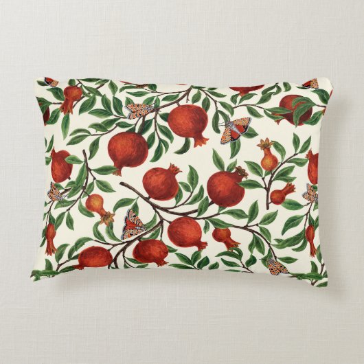 白い上にザクロとベラモス アクセントクッション (裏面)