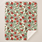 白い上にザクロとベラモス シェルパブランケット (正面)