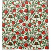 白い上にザクロとベラモス シャワーカーテン (正面)