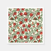 白い上にザクロとベラモス スタンダードカクテルナプキン (正面)