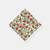 白い上にザクロとベラモス スタンダードカクテルナプキン (角)