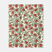 白い上にザクロとベラモス フリースブランケット (正面)