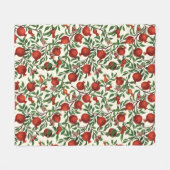 白い上にザクロとベラモス フリースブランケット (正面(横))