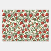 白い上にザクロとベラモス ラッピングペーパーシート (正面3)