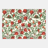 白い上にザクロとベラモス ラッピングペーパーシート (正面)