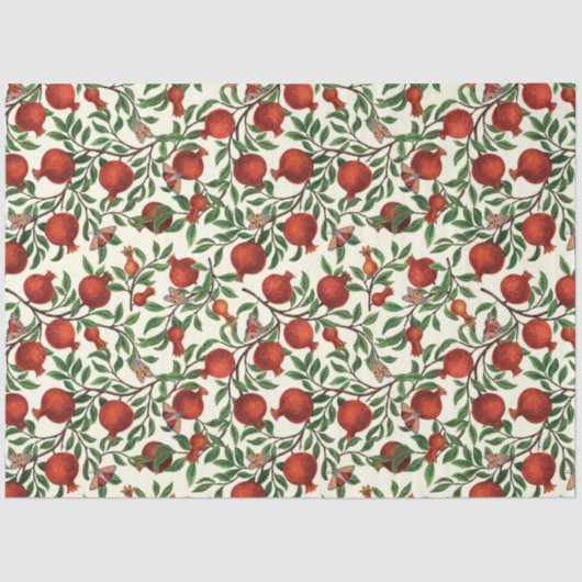 白い上にザクロとベラモス 薄葉紙 (正面)