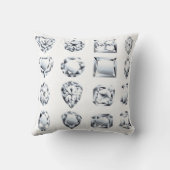 白い上にダイヤモンドラインストン宝石宝石宝石きらきら光る宝石 クッション (裏面)