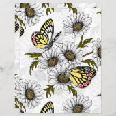 白い上にデイジーの蝶や花 (正面/裏面)