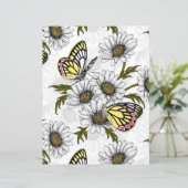 白い上にデイジーの蝶や花 (スタンド正面)