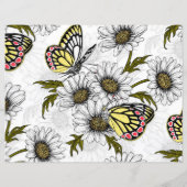 白い上にデイジーの蝶や花 (裏面)