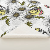 白い上にデイジーの蝶や花 シェルパブランケット (3/4)