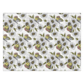 白い上にデイジーの蝶や花 テーブルクロス (正面(横))