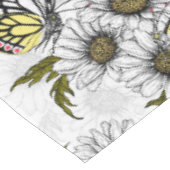 白い上にデイジーの蝶や花 テーブルクロス (アングル)