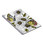 白い上にデイジーの蝶や花 ノートブック (右側)