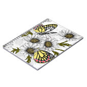 白い上にデイジーの蝶や花 ノートブック (左側)