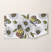 白い上にデイジーの蝶や花 バスタオルセット (ハンドタオル)