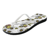 白い上にデイジーの蝶や花 ビーチサンダル (アングル)