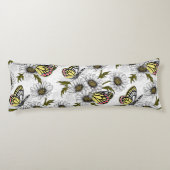 白い上にデイジーの蝶や花 ボディピロー (裏面)