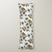 白い上にデイジーの蝶や花 ボディピロー (裏面 (縦))