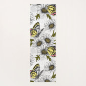 白い上にデイジーの蝶や花 ヨガマット (裏面)
